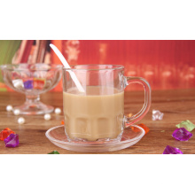 Haonai hot sale transparent glass coffee cup and saucer set